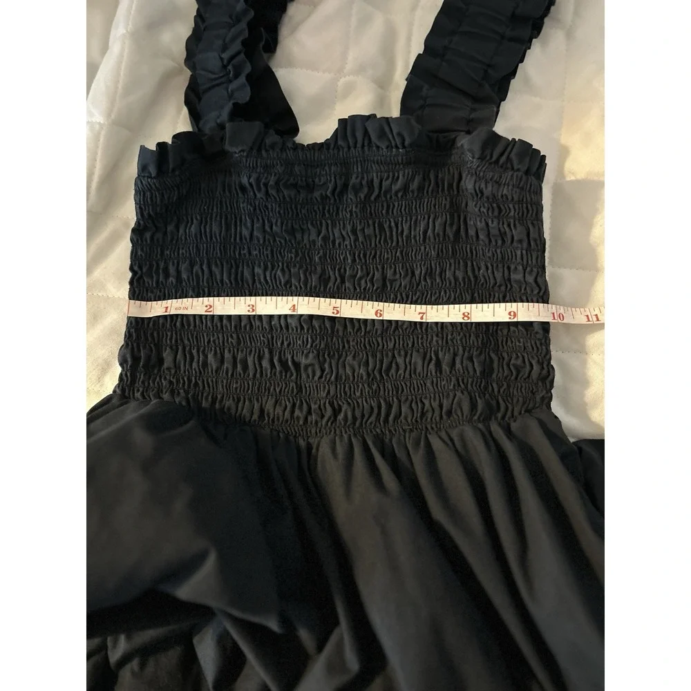 Abercrombie & Fitch Smocked Maxi‎ Dress Black XSP Tiered Cottagecore Coquette